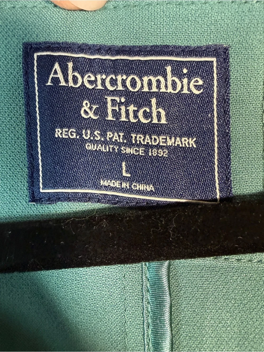 NWOT Abercrombie & Fitch Trench Coat Large Jade Blue Green Belted Duster Blazer - Picture 2 of 12